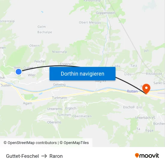 Guttet-Feschel to Raron map
