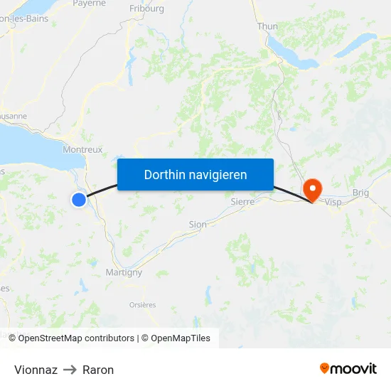 Vionnaz to Raron map