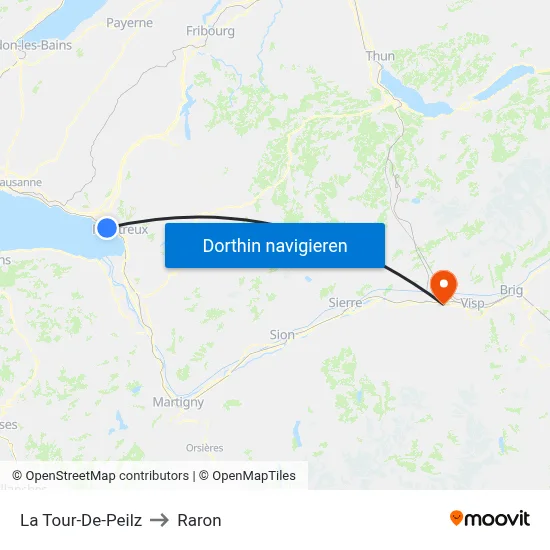 La Tour-De-Peilz to Raron map
