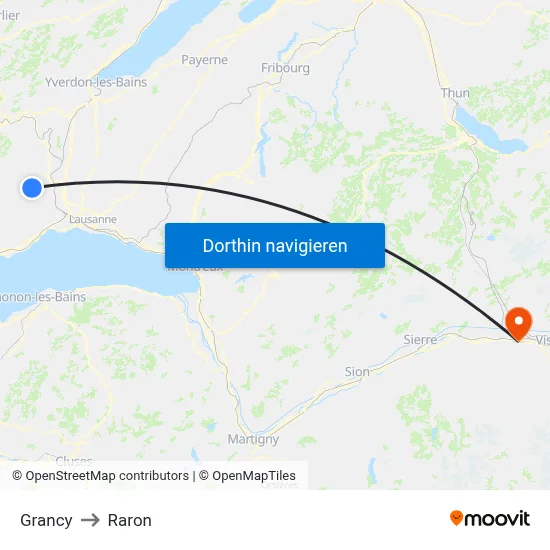 Grancy to Raron map