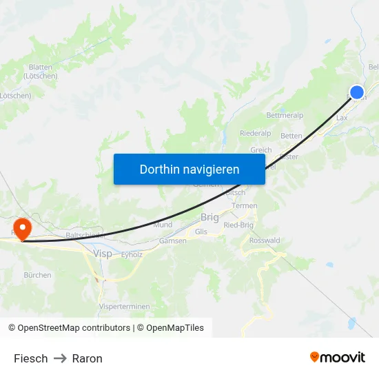 Fiesch to Raron map