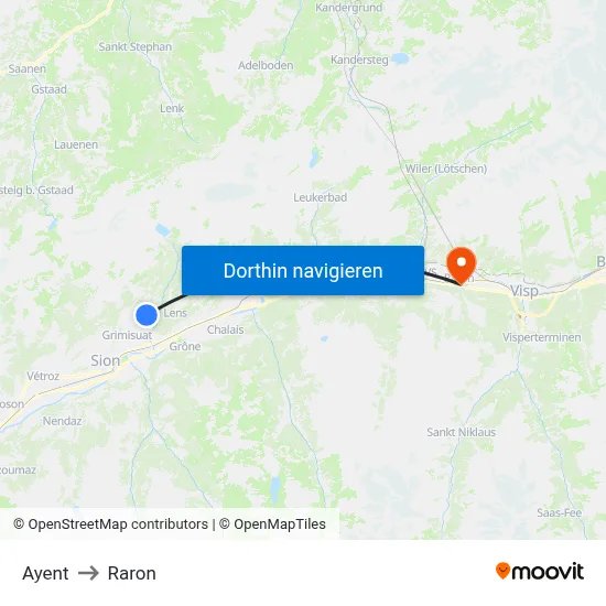 Ayent to Raron map
