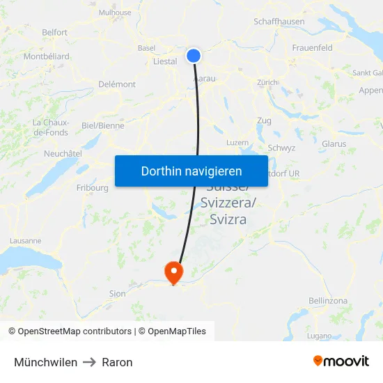 Münchwilen to Raron map