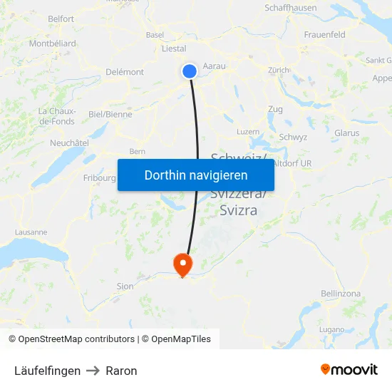Läufelfingen to Raron map