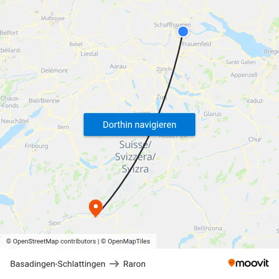 Basadingen-Schlattingen to Raron map