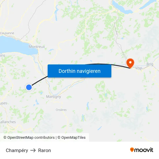 Champéry to Raron map