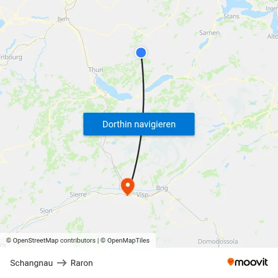 Schangnau to Raron map
