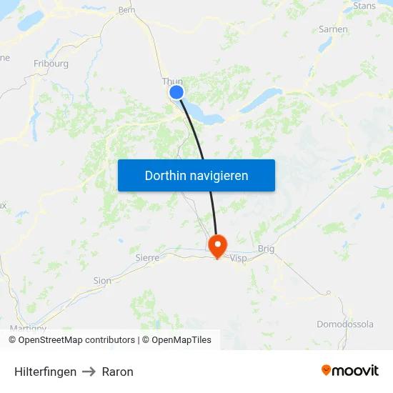Hilterfingen to Raron map