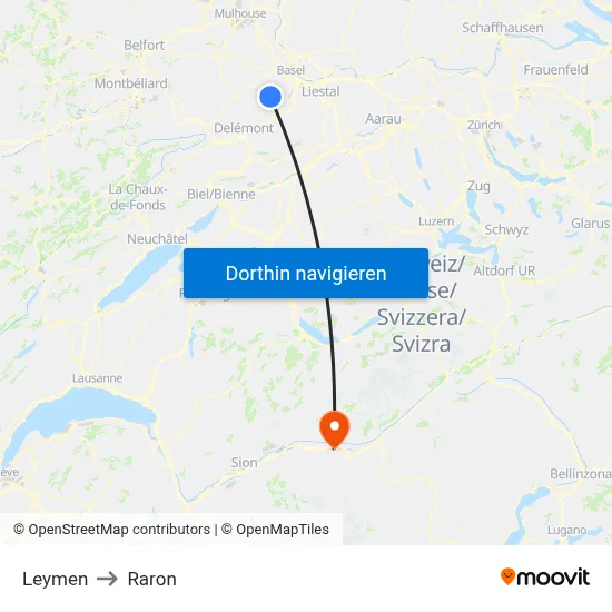 Leymen to Raron map