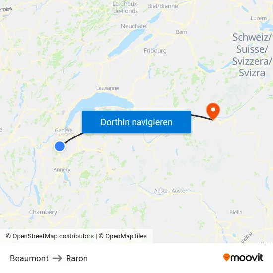 Beaumont to Raron map
