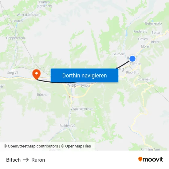 Bitsch to Raron map