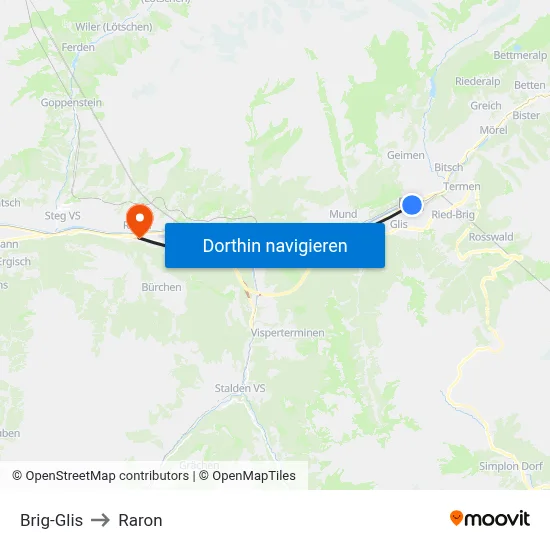Brig-Glis to Raron map