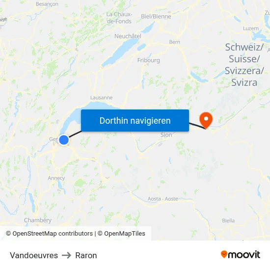 Vandoeuvres to Raron map