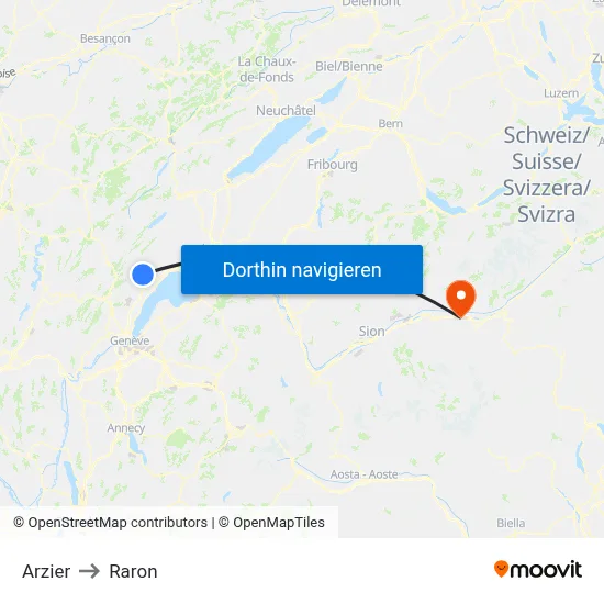 Arzier to Raron map