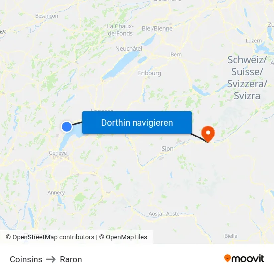 Coinsins to Raron map