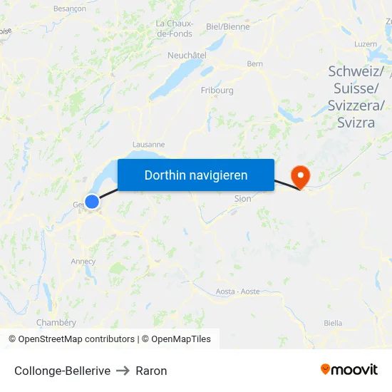 Collonge-Bellerive to Raron map
