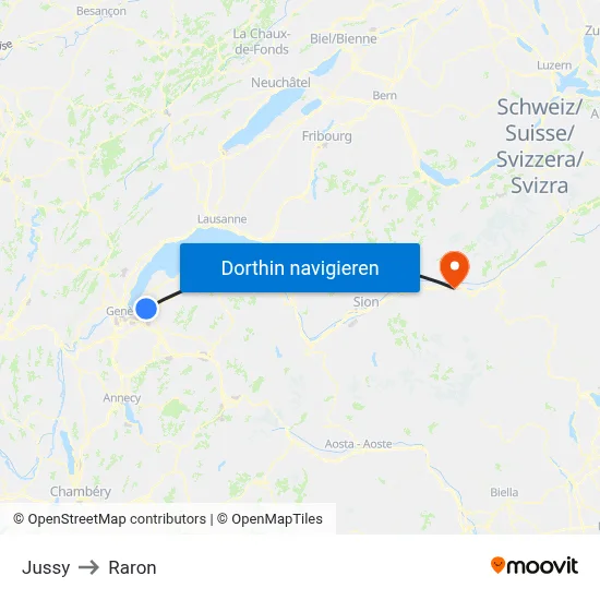 Jussy to Raron map