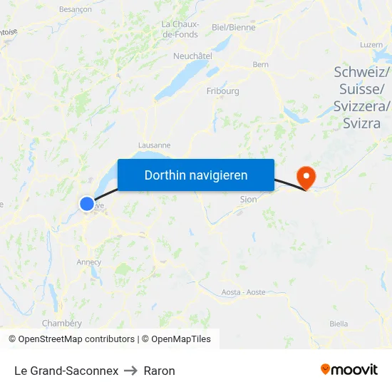Le Grand-Saconnex to Raron map