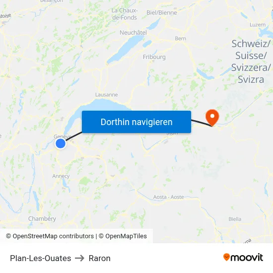 Plan-Les-Ouates to Raron map