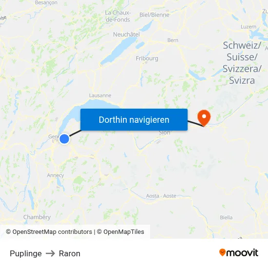 Puplinge to Raron map