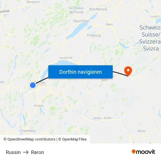 Russin to Raron map