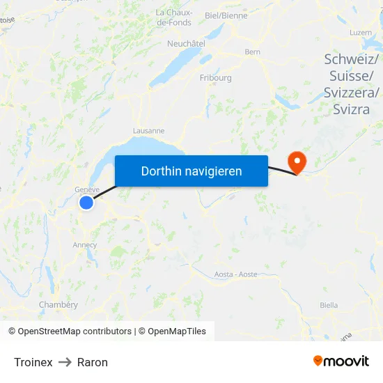 Troinex to Raron map