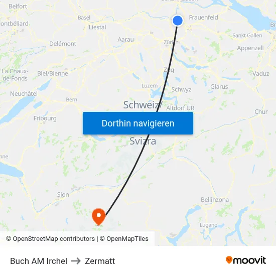 Buch AM Irchel to Zermatt map