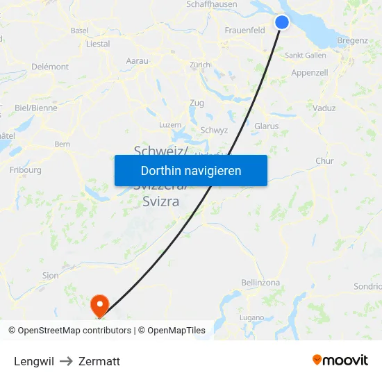 Lengwil to Zermatt map