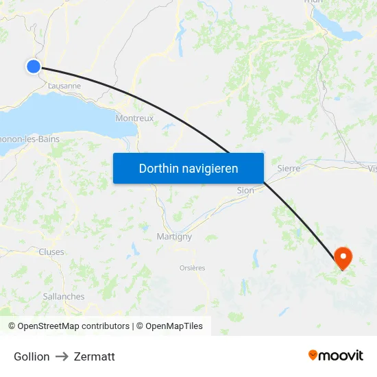 Gollion to Zermatt map