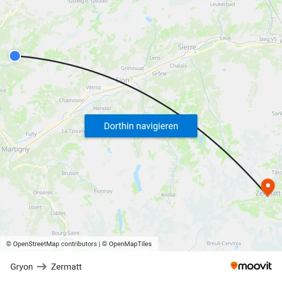 Gryon to Zermatt map