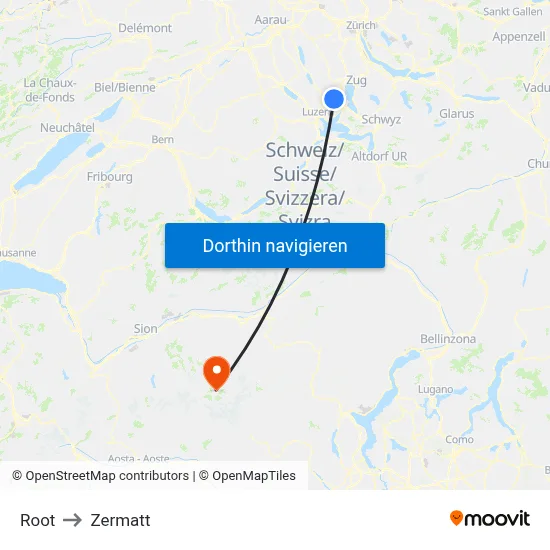 Root to Zermatt map