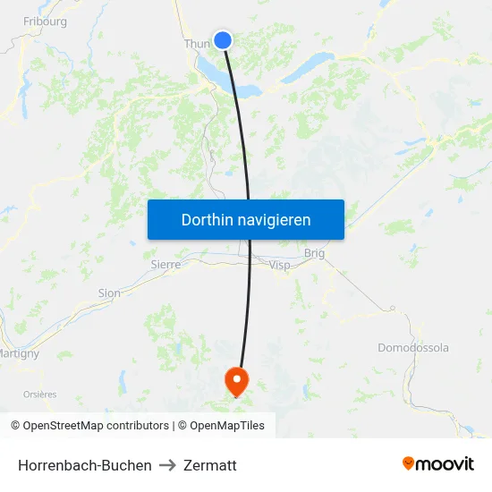 Horrenbach-Buchen to Zermatt map