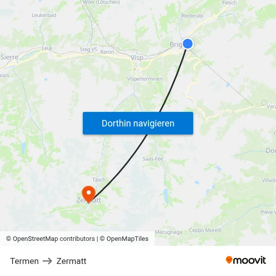 Termen to Zermatt map