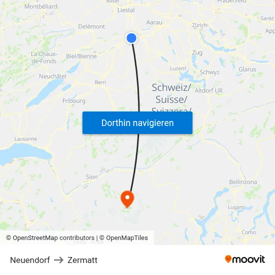 Neuendorf to Zermatt map