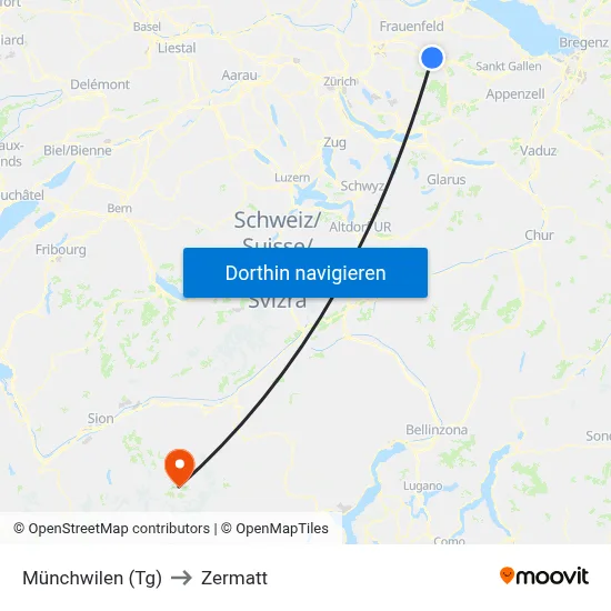 Münchwilen (Tg) to Zermatt map