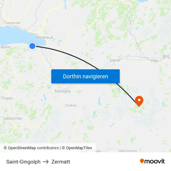 Saint-Gingolph to Zermatt map