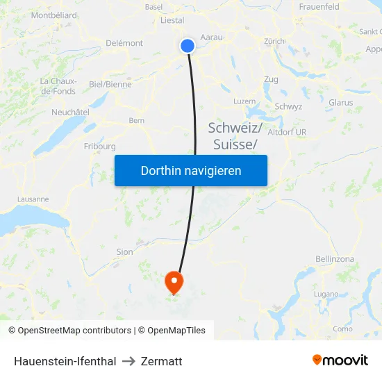 Hauenstein-Ifenthal to Zermatt map