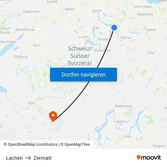 Lachen to Zermatt map