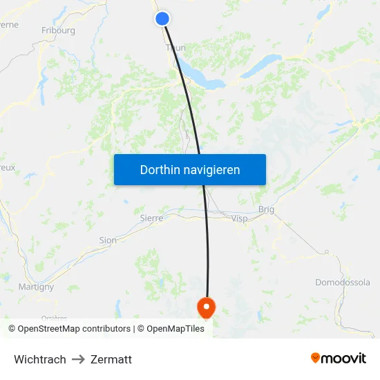 Wichtrach to Zermatt map