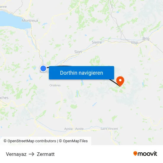 Vernayaz to Zermatt map