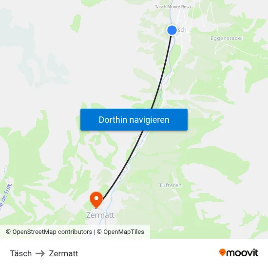 Täsch to Zermatt map