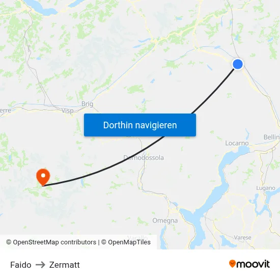 Faido to Zermatt map