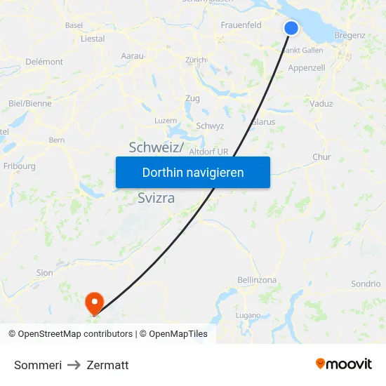 Sommeri to Zermatt map