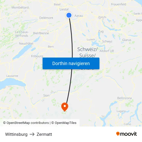 Wittinsburg to Zermatt map