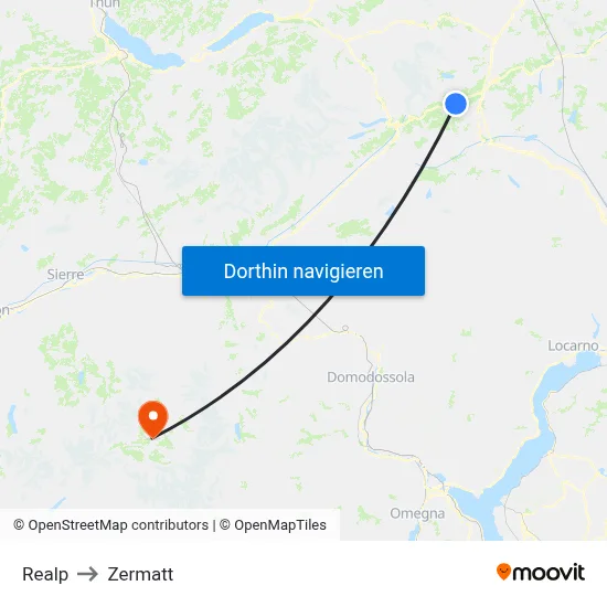 Realp to Zermatt map
