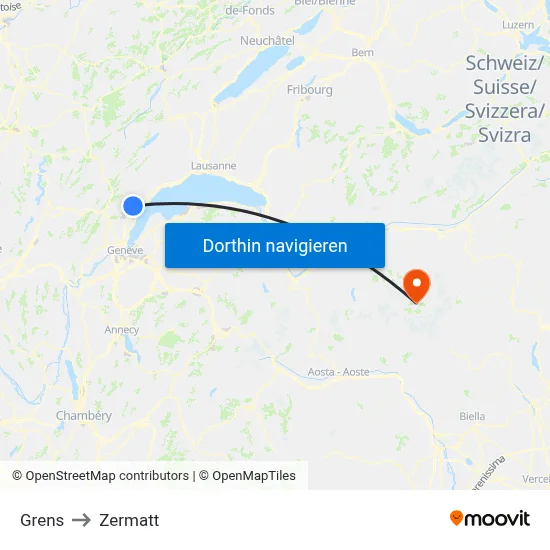 Grens to Zermatt map