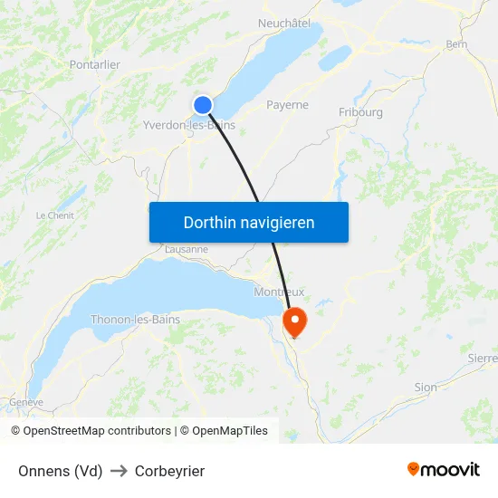Onnens (Vd) to Corbeyrier map