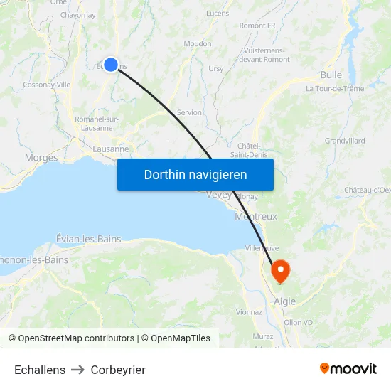 Echallens to Corbeyrier map