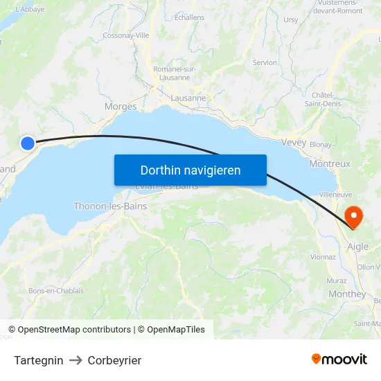 Tartegnin to Corbeyrier map
