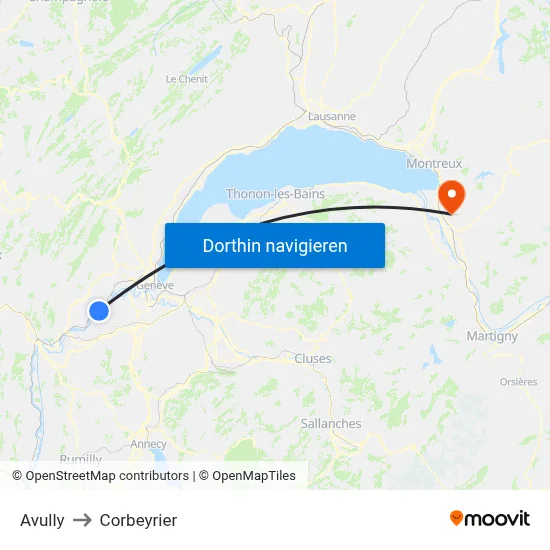 Avully to Corbeyrier map